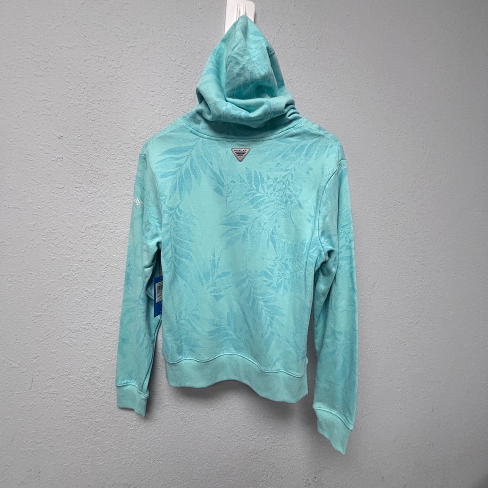 NWT Columbia Women’s S PFG Slack Water French Terry Hoodie in Aqua Foliage - Picture 7 of 12